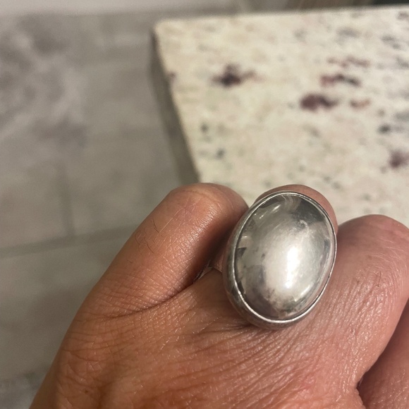 Jewelry - Vintage Sterling Silver .925 Mexico Stamped Oval Wide Band Ring Size 6